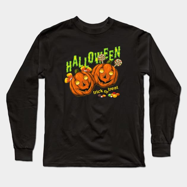 Halloween pumpkin kids Long Sleeve T-Shirt by OA_Creation